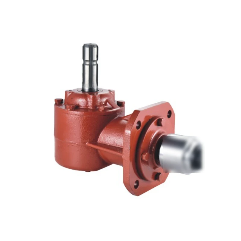 Complete agricultural gearbox with visible input and output shafts for PTO gearbox ratio engineering context