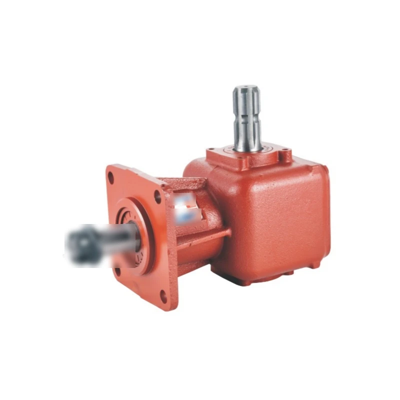 Complete agricultural gearbox with visible input and output shafts for rotary tiller gearbox engineering context