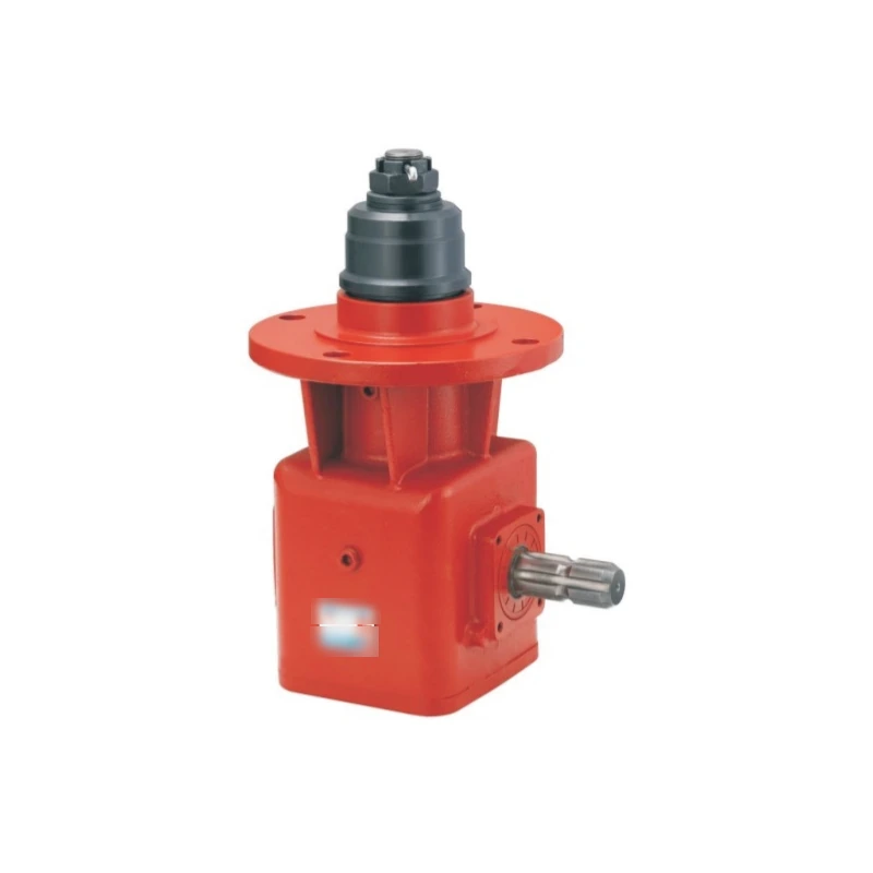 Complete agricultural gearbox with visible input and output shafts for agricultural gearbox lubrication engineering context
