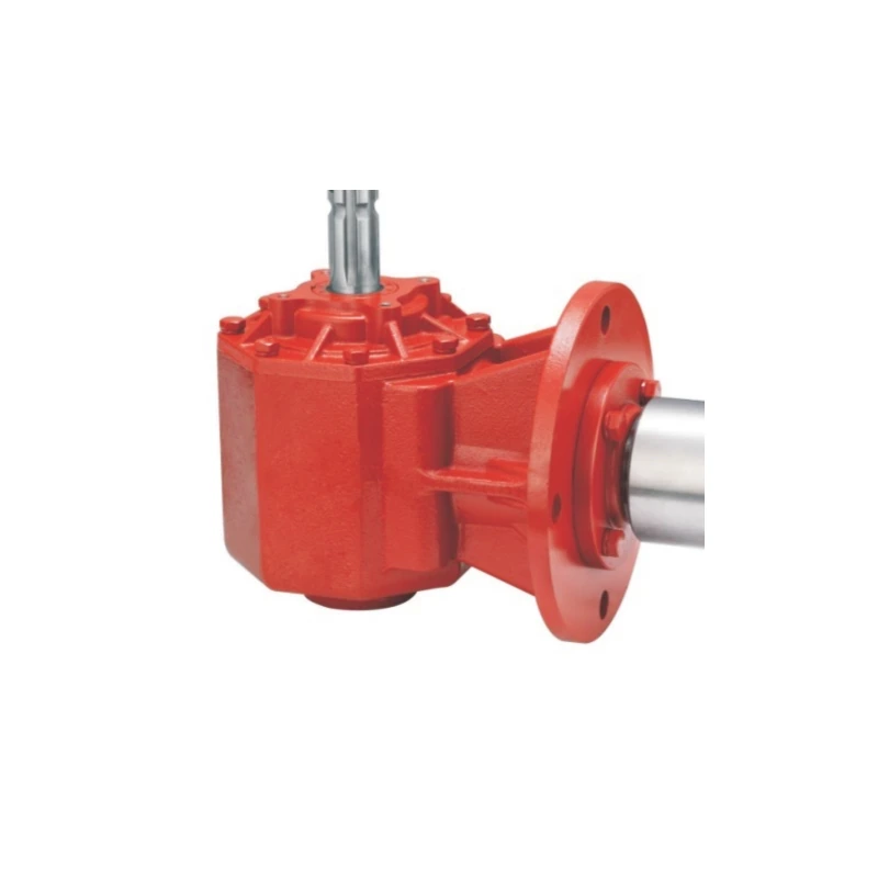 Complete agricultural gearbox with visible input and output shafts for PTO gearbox oil leak engineering context