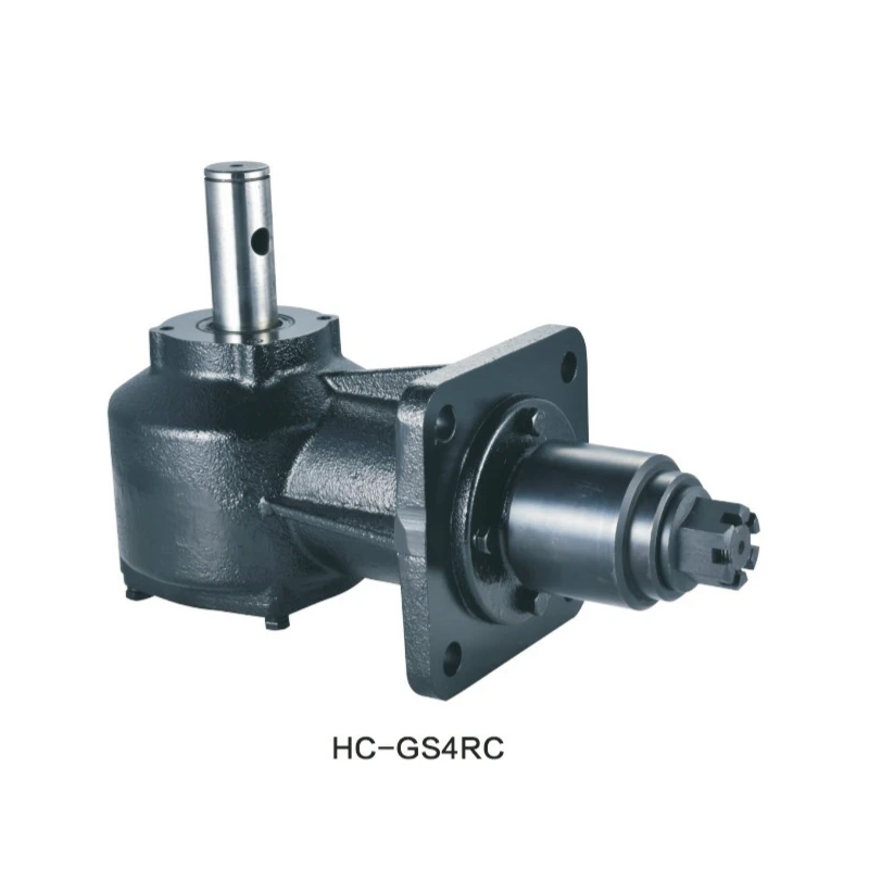 Complete agricultural gearbox with visible input and output shafts for PTO gearbox torque engineering context