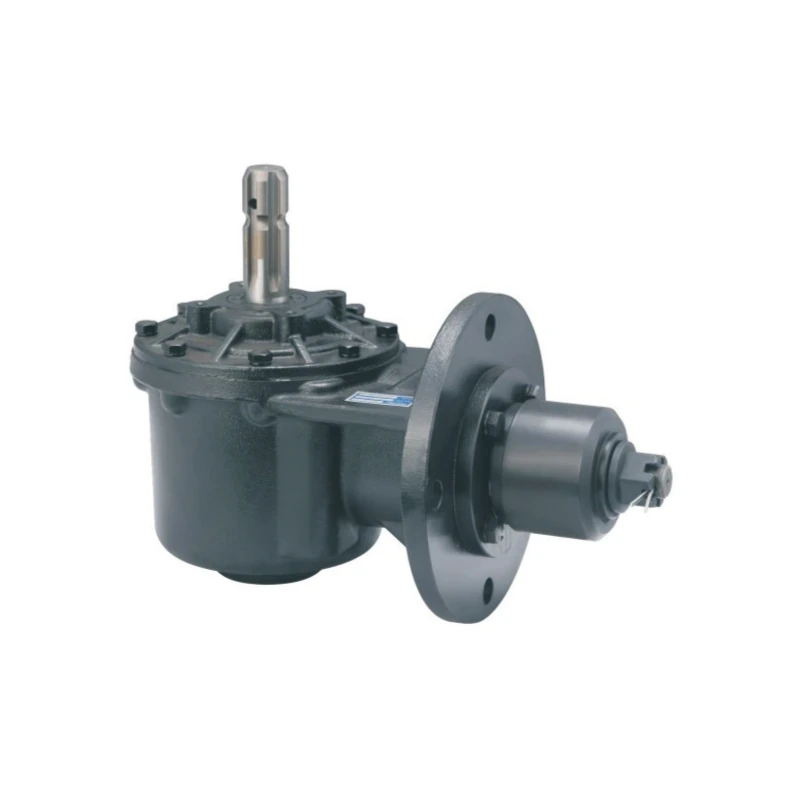 Complete agricultural gearbox with visible input and output shafts for agricultural gearbox overheating engineering context