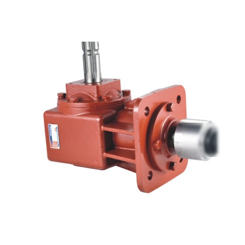 Complete agricultural gearbox with visible input and output shafts for grain auger gearbox engineering context