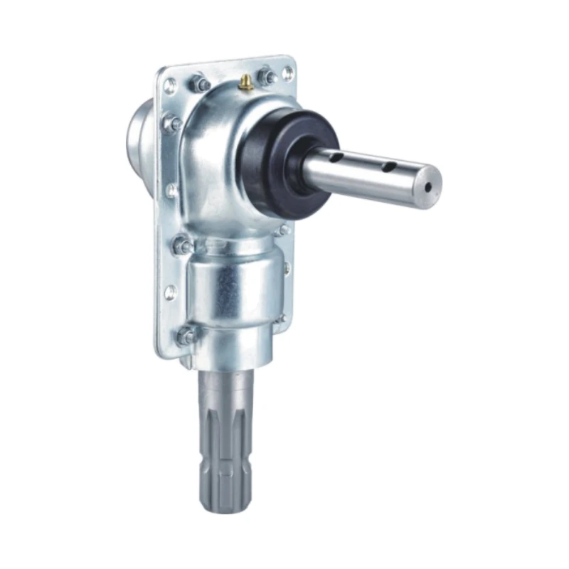 Complete agricultural gearbox with visible input and output shafts for mixer wagon gearbox engineering context