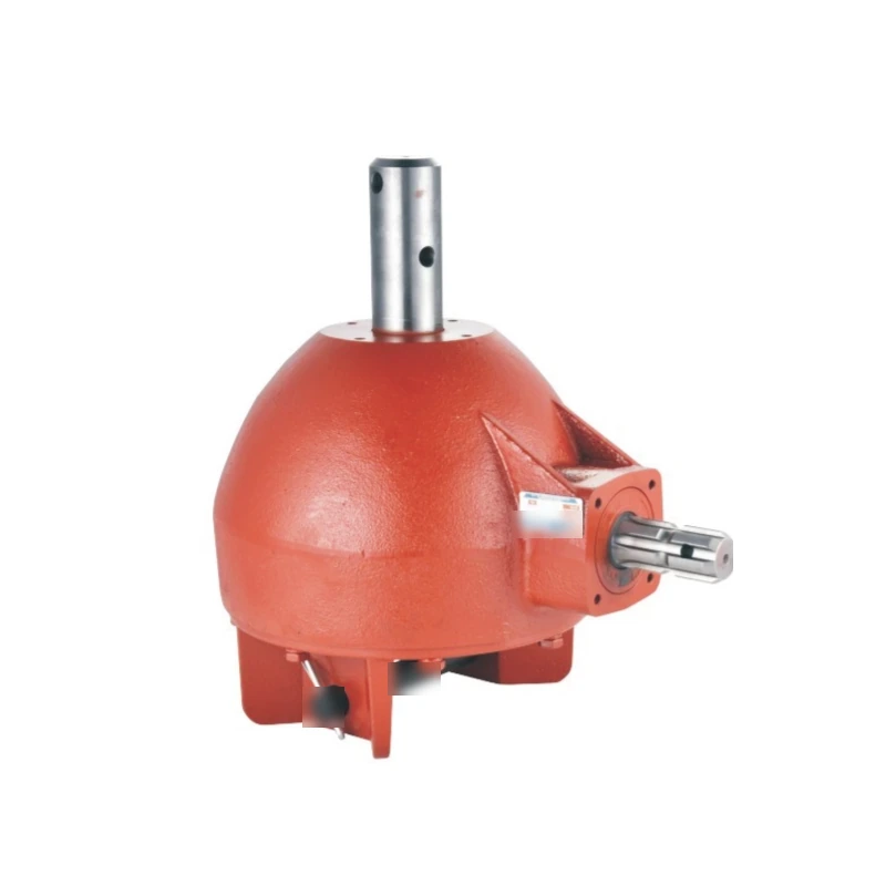 Complete agricultural gearbox with visible input and output shafts for PTO gearbox protection engineering context
