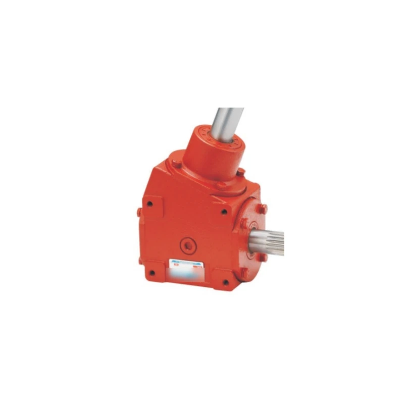 Complete agricultural gearbox with visible input and output shafts for agricultural gearbox storage engineering context